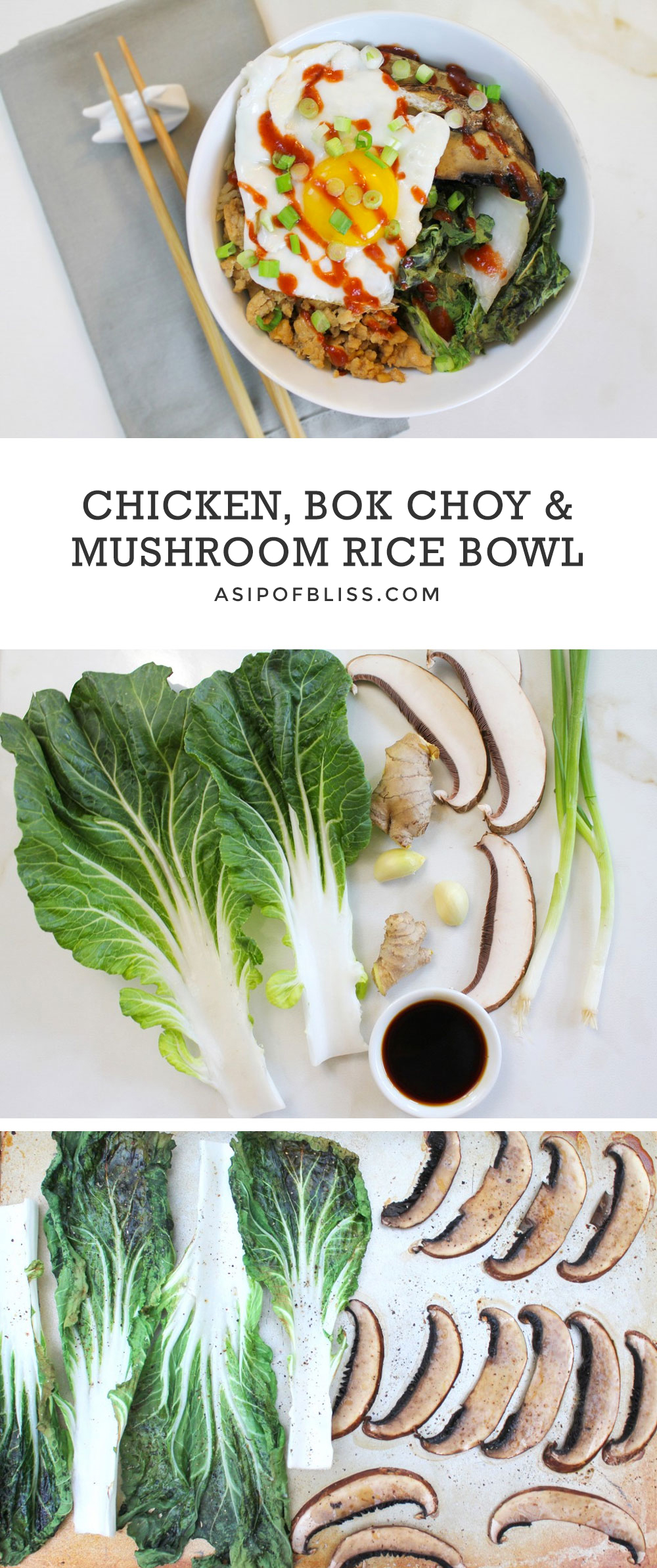 Chicken, Bok Choy & Mushroom Rice Bowl | A Sip of Bliss